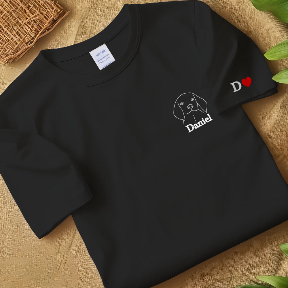 Custom Embroidered Dog T-shirt, Personalised one-line Pet Sweatshirt,Dog Mom Sweater,Unisex Embroidered Hoodie,Custom Gifts For Dog Lovers