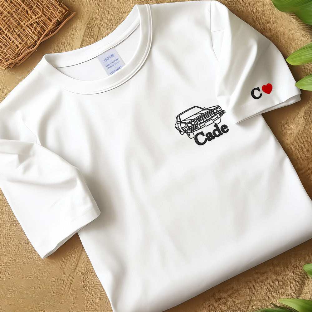 Custom Embroidered Car Outline Sweatshirt From Your Photo, Embroidered Car Hoodie, Custom Car Sweater, Car Lover Hoodie or Tee