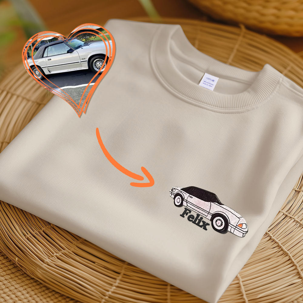 Custom Car Photo Embroidered T-shirt