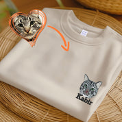 Custom Pet Embroidery T-shirt from Photo, Personalized Cat Embroidered T-shirt, Pet Face Sweatshirt, Crewneck, Tee or Hoodie