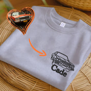 Custom Embroidered Car Outline Sweatshirt From Your Photo, Embroidered Car Hoodie, Custom Car Sweater, Car Lover Hoodie or Tee