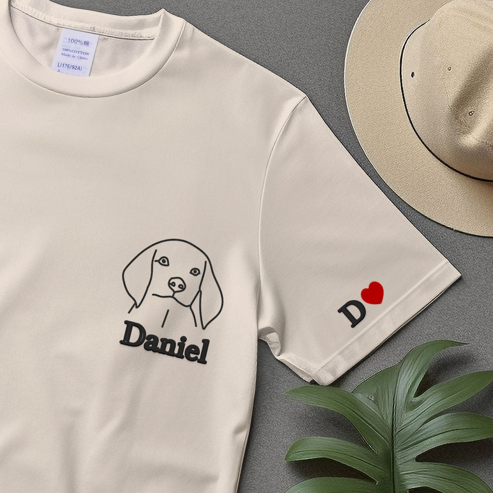 Custom Embroidered Dog T-shirt, Personalised one-line Pet Sweatshirt,Dog Mom Sweater,Unisex Embroidered Hoodie,Custom Gifts For Dog Lovers