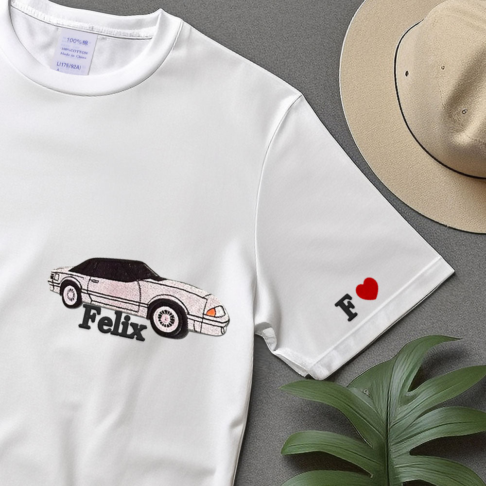 Custom Car Photo Embroidered T-shirt