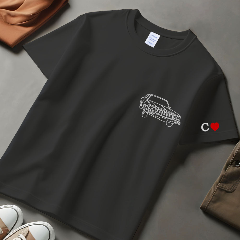 Custom Car Sketch T-shirt, Personalised Car Outline from Photo Printed Hoody, Car Photo Boyfriend T-shirt, Car Lover Sweater, Gift for Dad