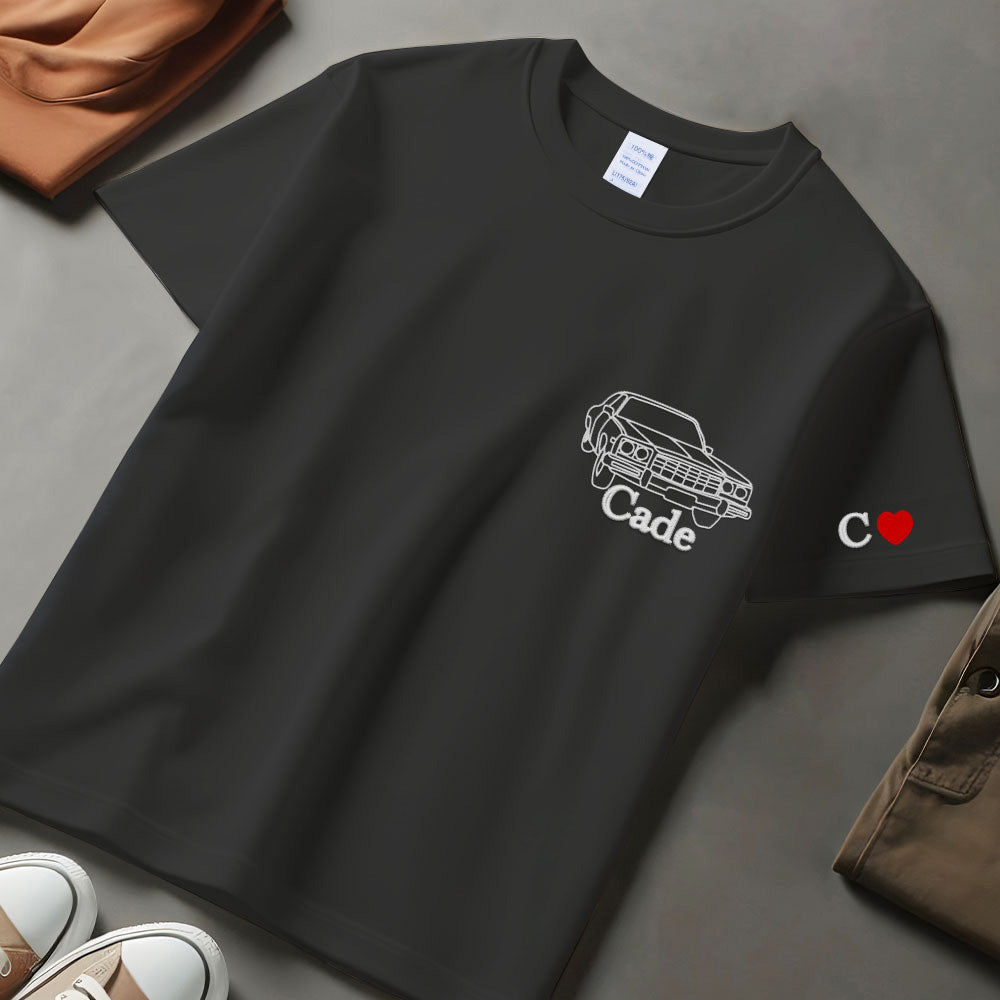 Custom Embroidered Car Outline Sweatshirt From Your Photo, Embroidered Car Hoodie, Custom Car Sweater, Car Lover Hoodie or Tee