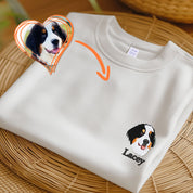 Pet embroidered sweatshirt. Unisex embroidered pets on T-shirt. Embroidered pet portrait clothing. Custom pet sweatshirt. Dog walkers gift