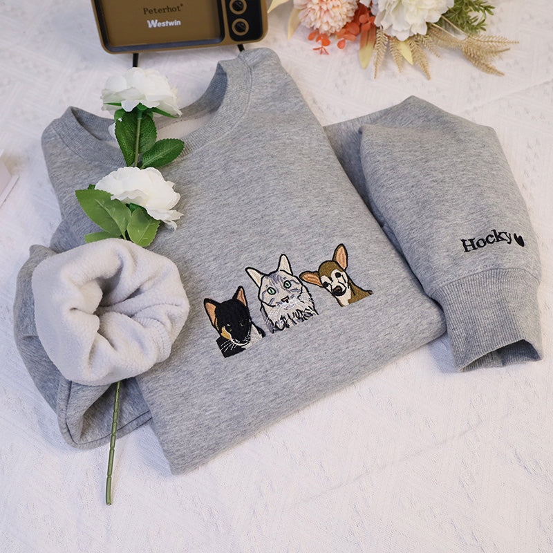Plus Velvet Style-Gifts For Pet Lover-Personalized Pet Face And Pet Name Sweatshirt