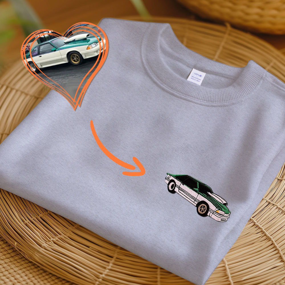 Custom Car Portrait Embroidered T-shirt, Custom Cars Portrait Matching T-shirt