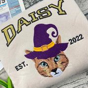 Custom Embroidered Pet From Your Photo Sweatshirt, Personalized Halloween Pet Glitter Sweatshirt, Pet Name Glitter Sweatshirt, Cat Mom Gift