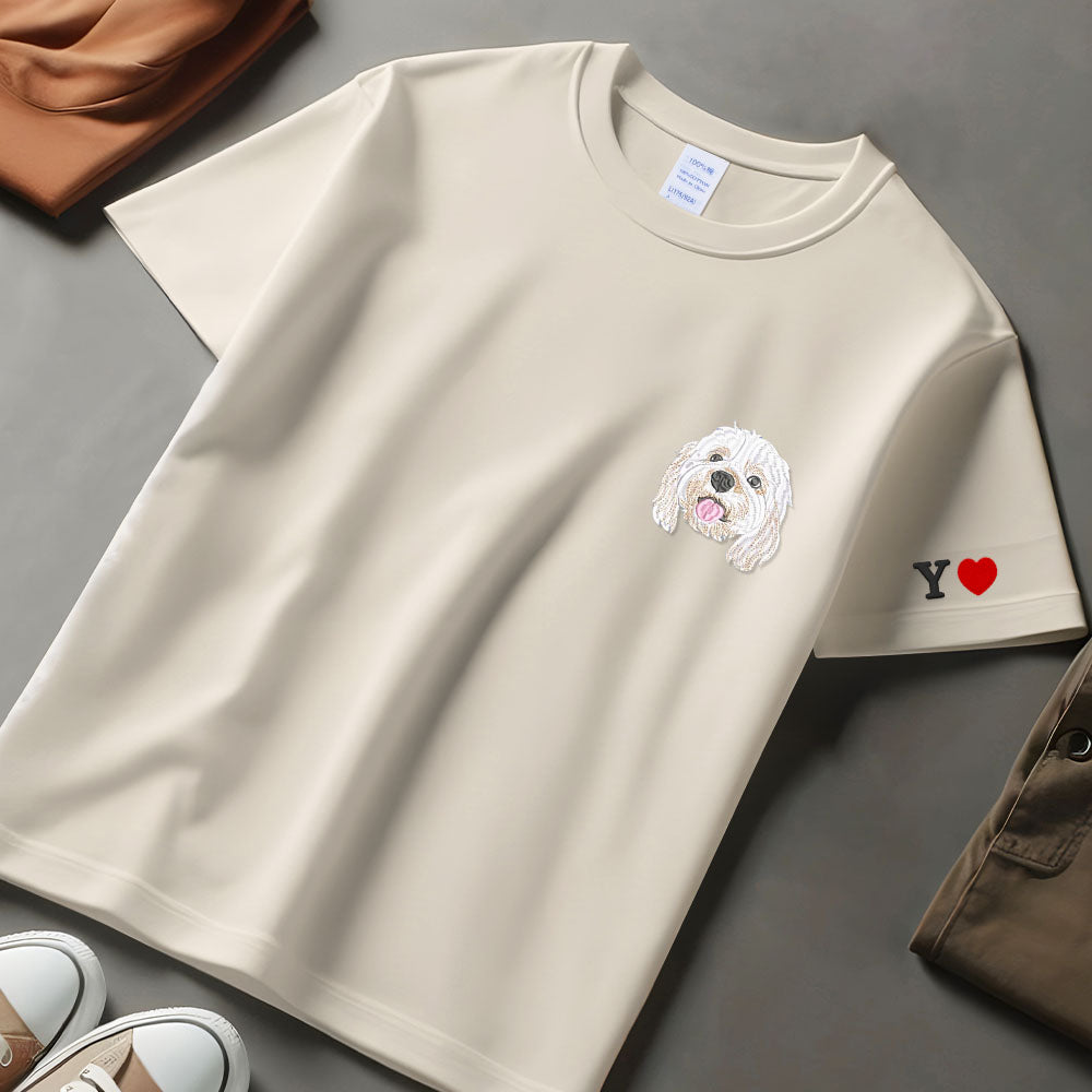 Custom Dog Portrait Embroidered Sweatshirt,Custom Pet T-shirt, Personalized Pet tees And Hoodies,Personalized Gift ,Pet Memorial Gift