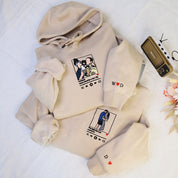 Plus Velvet Style-Gift For Couple Custom Embroidered Hoodie Portrait Music Player Personalized Hoodie