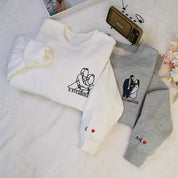 Plus Velvet Style-Custom Roman Numeral Embroidered Sweatshirt Couple Gift