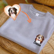 Pet Embroidered T-shirt, Custom Dog Embroidered Sweatshirt, Cat Sweatshirt, Pet Face Comfort Colors Shirt, Unique Gifts For Dog Lovers