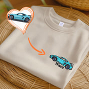 Cars Couple Sweater Embroidered T-shirt, Trending Crewneck, Embroidery Hoodie
