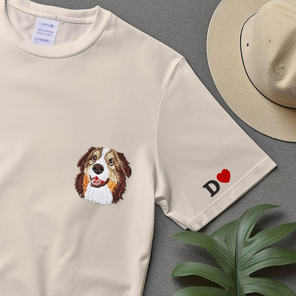 Custom Embroidered Pet From Your Photo T-shirt,Personalized Dog Hoodie, Cat Shirt,Custom Pet Cartoon T-shirt,Pet Lover Gift