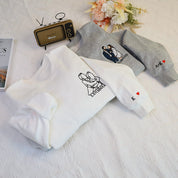 Plus Velvet Style-Custom Roman Numeral Embroidered Sweatshirt Couple Gift