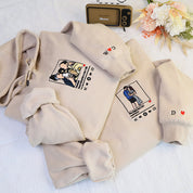 Plus Velvet Style-Gift For Couple Custom Embroidered Hoodie Portrait Music Player Personalized Hoodie