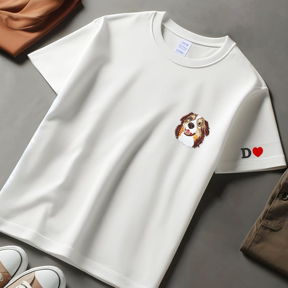 Custom Embroidered Pet From Your Photo T-shirt,Personalized Dog Hoodie, Cat Shirt,Custom Pet Cartoon T-shirt,Pet Lover Gift