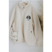 Personalized Embroidered Pet Portrait Recycled Sherpa Jacket Zip-up Jacket
