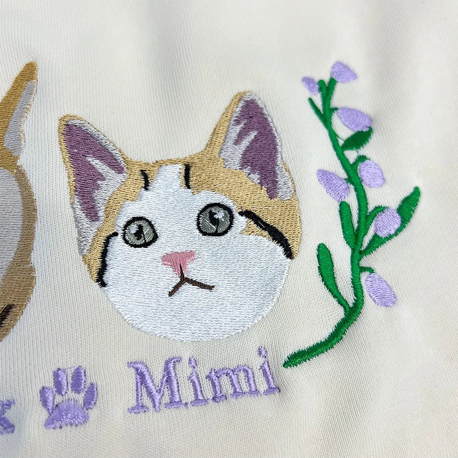 Custom Embroidered Hoodie/Sweatshirt With Pet Portrait Flower