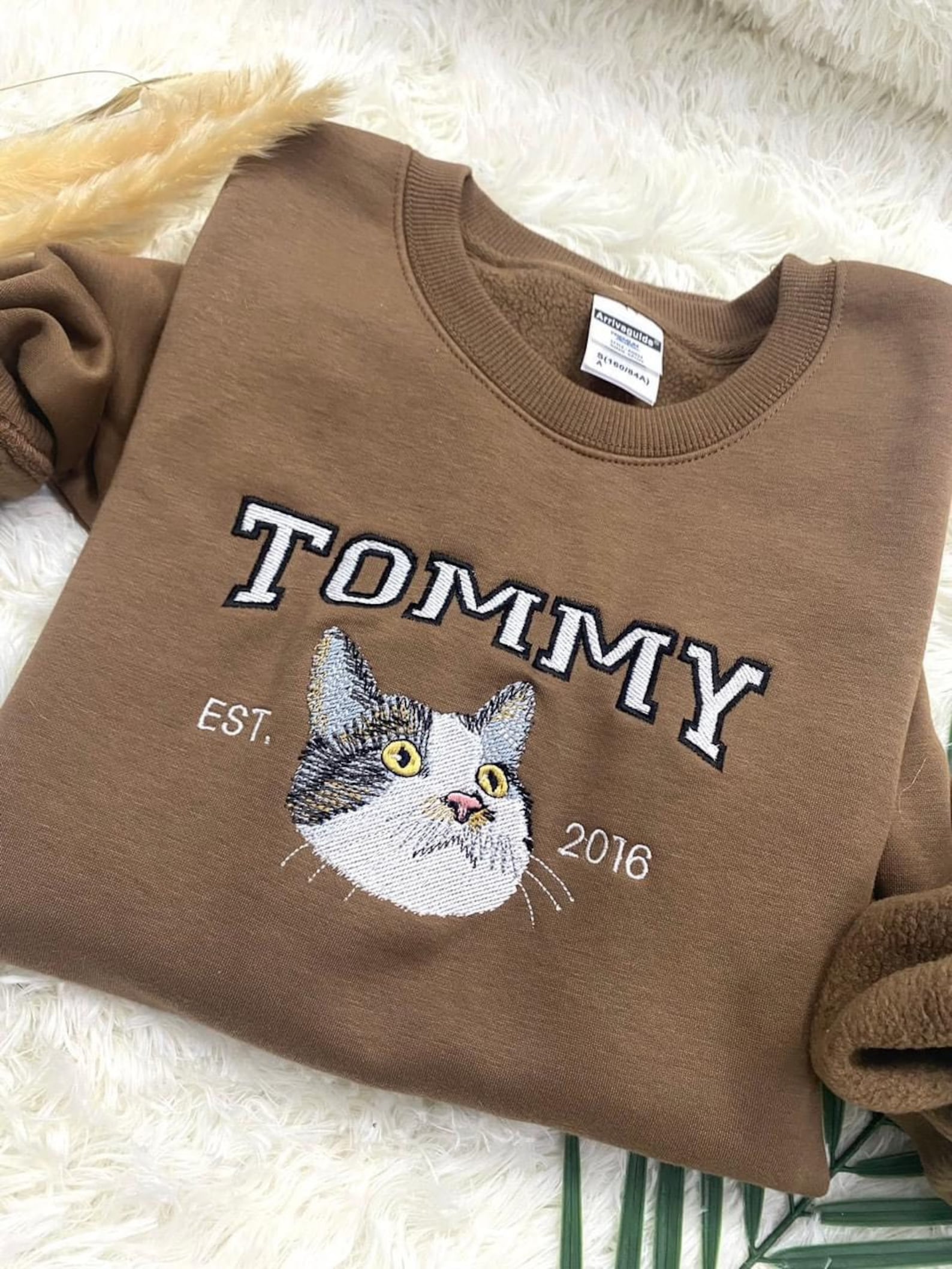Pet Photo Hoodie Custom Cat Face Embroidered Sweatshirt for Pet Lovers