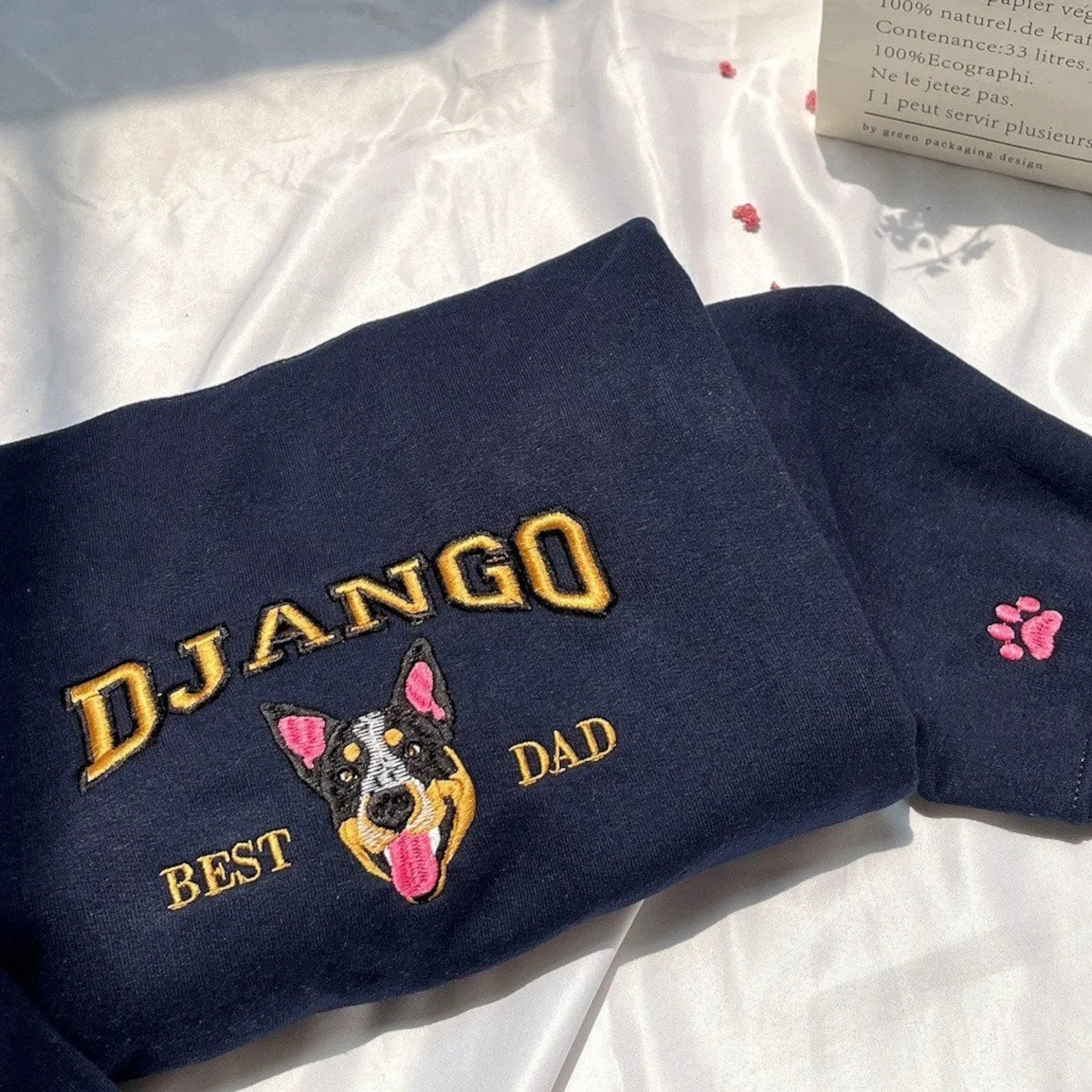 Pet Photo Hoodie Custom Cat Face Embroidered Sweatshirt for Pet Lovers
