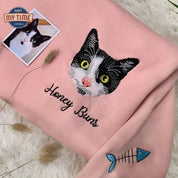 Custom Pet Embroidery Sweatshirt from Photo, Personalized Dog Embroidered Sweatshirt, Pet Face Sweatshirt, Crewneck, Tee or Hoodie