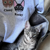 Custom Pet Embroidery Sweatshirt from Photo, Personalized Dog Embroidered Sweatshirt, Pet Face Sweatshirt, Crewneck, Tee or Hoodie