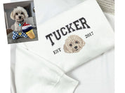Custom Pet Embroidery Sweatshirt from Photo, Personalized Dog Embroidered Sweatshirt, Pet Face Sweatshirt, Crewneck, Tee or Hoodie