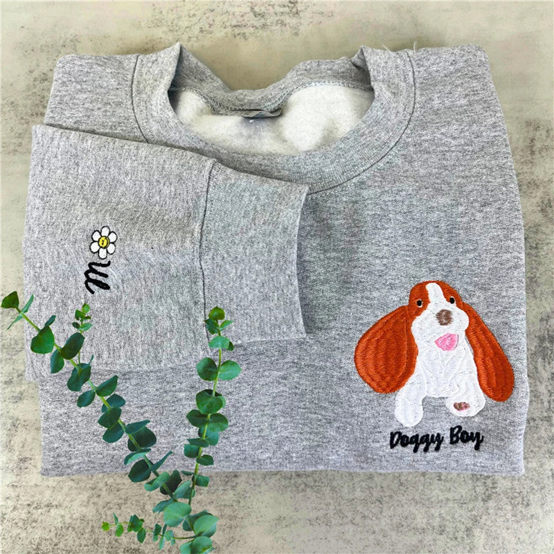 Custom Dog Face Hoodie Embroidered Sweatshirt with Your Pet’s Picture